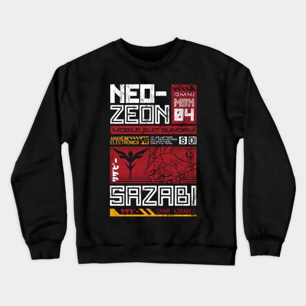 Neo Zeon - Mobile Suit Sazabi - Vintage Distressed Retro Mecha Anime Crewneck Sweatshirt by Nemons